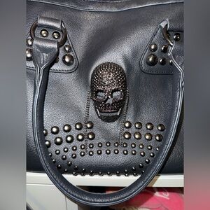 Black Studded Skull Handbag
